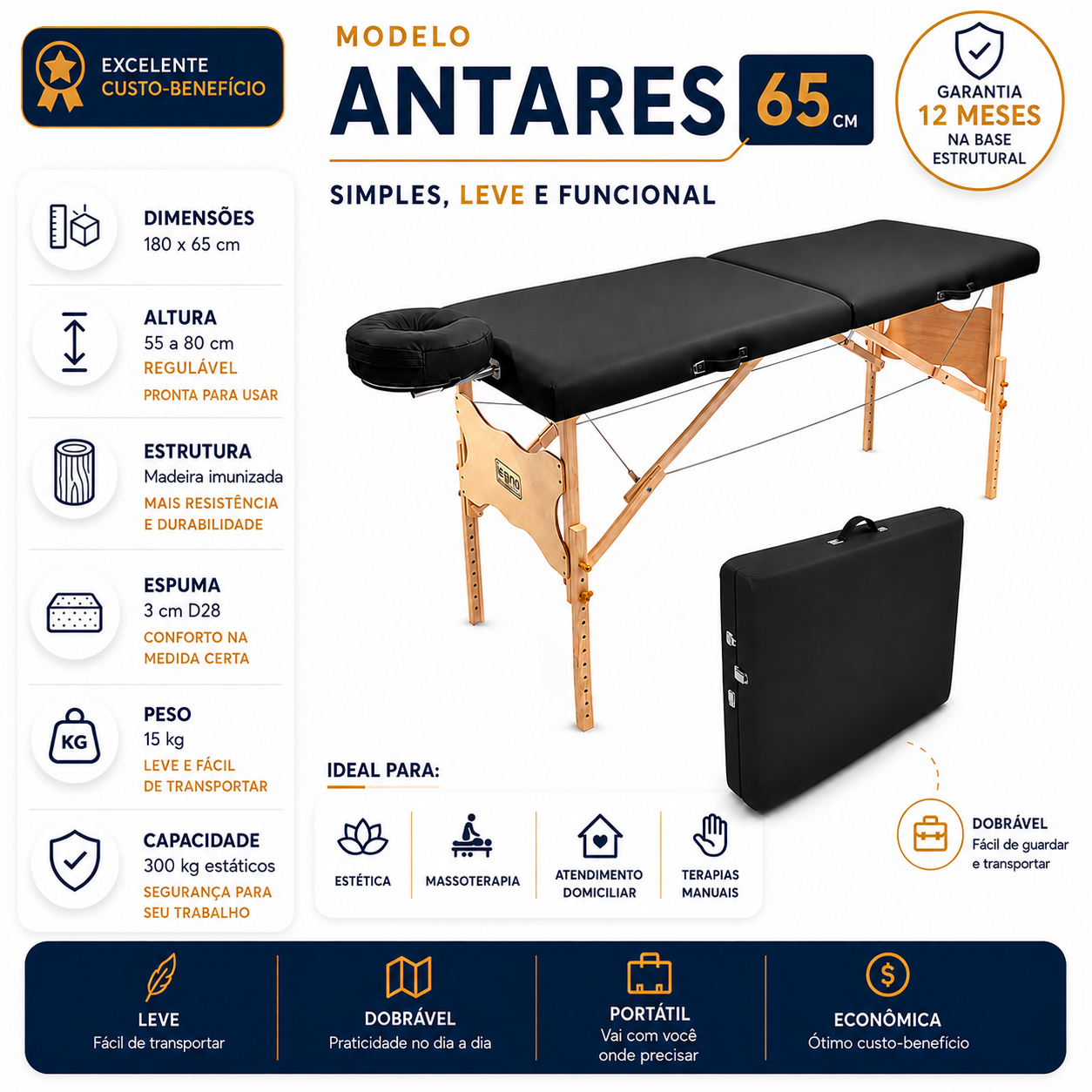 Maca Antares Regulável 180x65 - Imagem 3