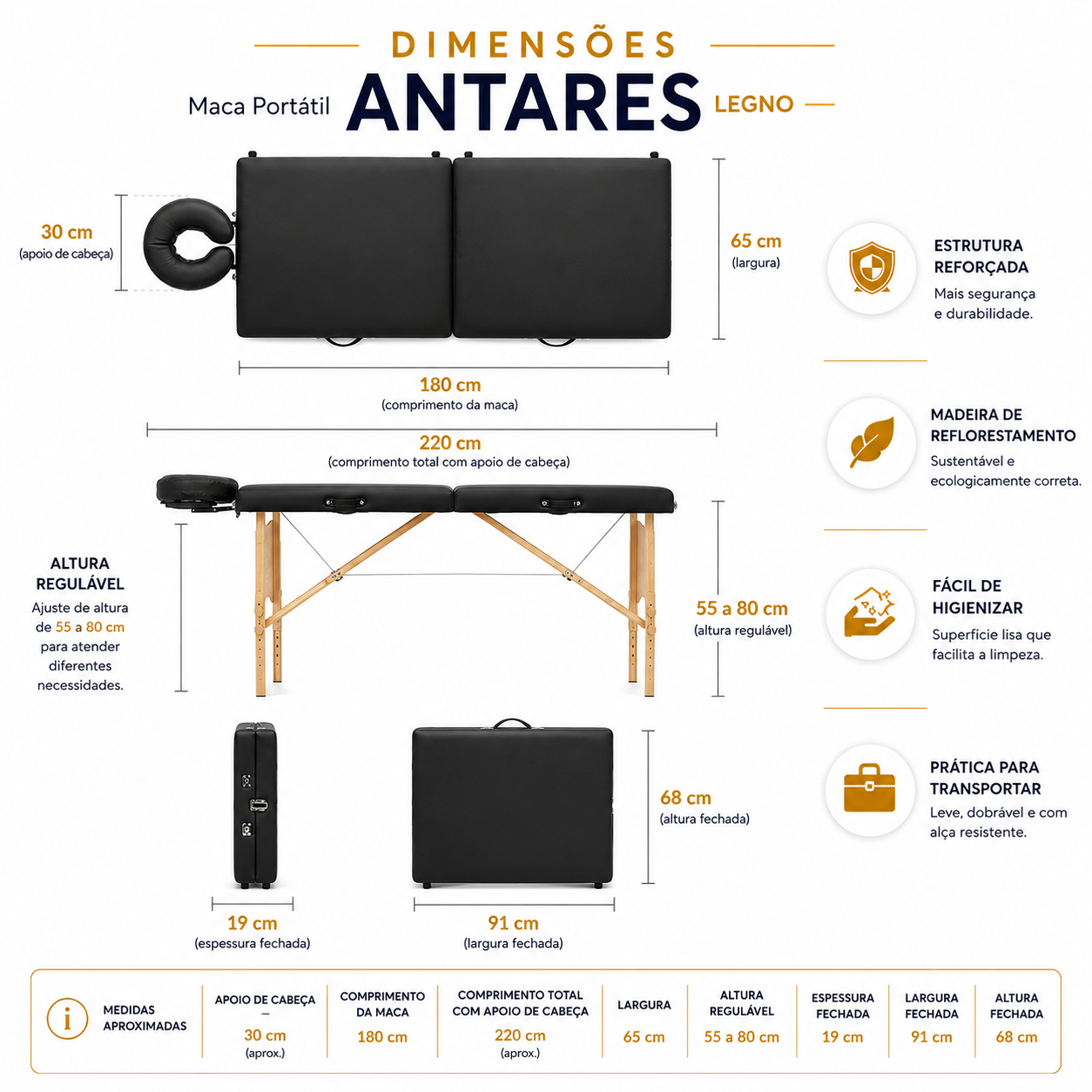 Maca Antares Regulável 180x65 - Imagem 4
