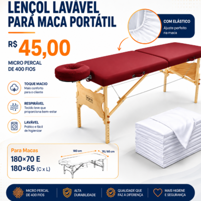 Lençol Lavável Para Maca Portátil Com Elástico